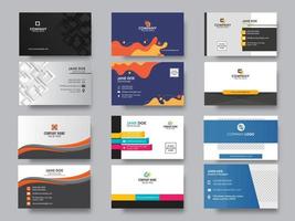 Colorful Business Or Visiting Card Design Set On Grey Background. vector