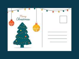 Merry Christmas Greeting Card Or Postcard With Space For Text And Xmas Tree Illustration. vector