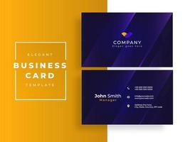 Blue business card or horizontal template design in front and back view. vector