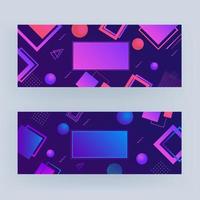 Set of Purple and blue abstract geometric elements background. vector
