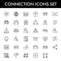 Black Line Art Illustration of Connection Icon Set. vector