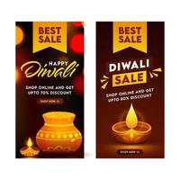 Diwali Sale Vertical Banner Or Template Design With Best Discount Offers In Two Options. vector