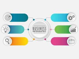 6 Steps Business Infographic Elements Presentation on White Background. vector