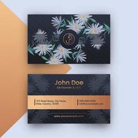 Front And Back View Of Business Card Design With Daisy Flowers. vector