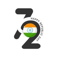 72th Number With India Flag Round On White Background For 2021 Happy Republic Day Concept. vector