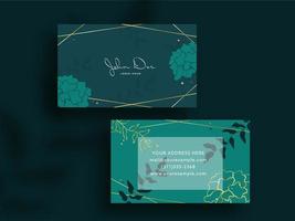 Creative Business Card Design With Double-Sides In Green Color. vector