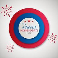 Russia Independence Day Font with Stars on Tricolor Paper Circle Layer and Fireworks. vector