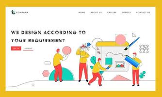 We Design According To Your Requirement Concept Based Landing Page Design with Graphic Designer Working on Website. vector