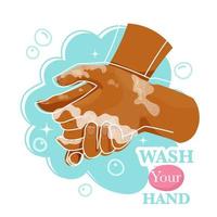 Washing hands rubbing with soap man for corona virus prevention, hygiene to stop spreading coronavirus. vector