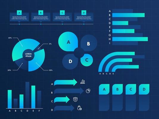 Business Infographic Presentation Powerpoint Template Design in Blue Color.