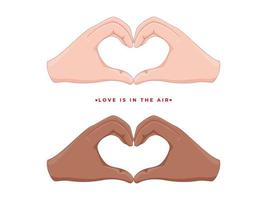 Human Hands Forming A Heart Shape in Two Option for Love is in the air concept. vector