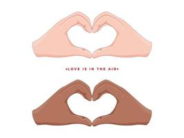 Human Hands Forming A Heart Shape in Two Option for Love is in the air concept. vector