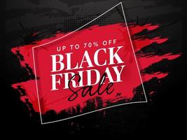 UP TO 70 Off for Black Friday Sale Poster Design with Red Brush Stroke Effect. vector