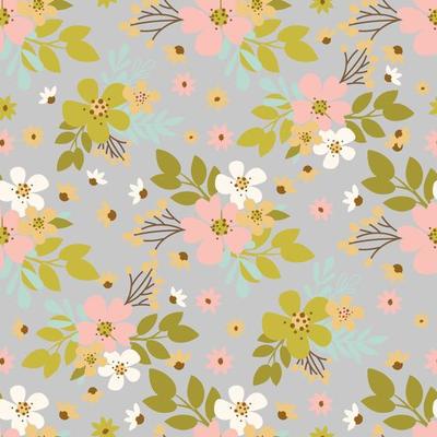 FLOWER DUST Hand Drawn Seamless Pattern Vector Illustration