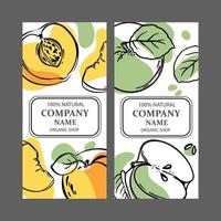 PEACH APPLE LABELS Vertical Sketch Vector Illustration Set