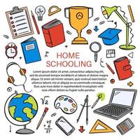 HOME SCHOOLING Vector Set Of Elements For Online Education