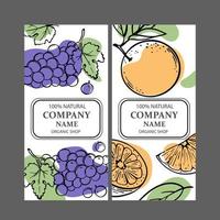 GRAPE ORANGE LABELS Design Sketch Vector Illustration Set