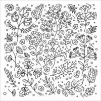 ETHNO FLOWER Folk Doodle Ornament Vector Illustration Set