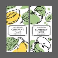 MANGO APPLE LABELS Design Sketch Vector Illustration Set