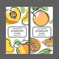 PEACH ORANGE LABELS Vertical Sketch Vector Illustration Set