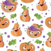 HALLOWEEN PUMPKIN Flat Design Seamless Pattern Vector Print