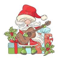guitarra Papa Noel música alegre Navidad vector ilustración conjunto