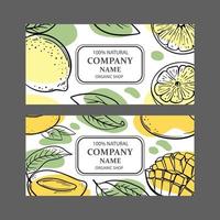 MANGO LEMON LABELS Design Sketch Vector Illustration Set