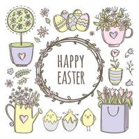 FLORAL EASTER Clip Art Collection Vector Illustration Set