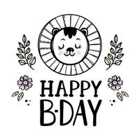 HAPPY LION Baby Birthday Cartoon Clip Art Vector Illustration Set