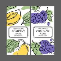 GRAPE MANGO LABELS Design Sketch Vector Illustration Set