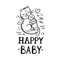 contento bebé madres día gato dibujos animados vector ilustración conjunto