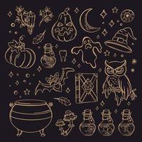 HALLOWEEN Witchcraft Monocolor Sketch Vector Collection