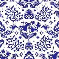 ETHNIC TATAR BLUE Ornament Seamless Pattern Vector Illustration