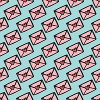 LOVE MAIL Hand Drawn Seamless Pattern Vector Illustration