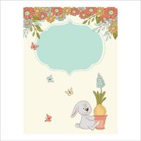 GARDEN HARE Birthday Greeting Card Vector Illustration Set