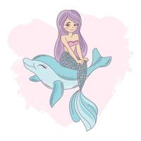 JOKING MERMAID Cartoon Cruise Travel Vector Illustration Set