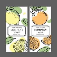 limón naranja etiquetas diseño pegatinas vector ilustración conjunto