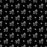 LONELY FLOWER Monochrome Hand Drawn Seamless Pattern Vector