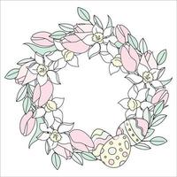 EASTER WREATH Great Religious Holiday Vector Illustration Set