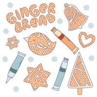 GINGERBREAD SET Dessert Cartoon Vector Illustration Set