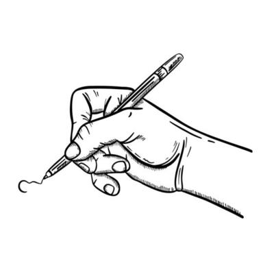 FEMALE HAND IN SKETCH STYLE With Pen Vector Illustration Set