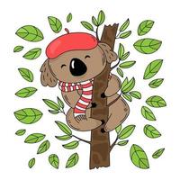 coala árbol australiano bosque oso vector ilustración conjunto