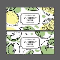 LEMON GREEN APPLE LABELS Design Sketch Vector Illustration Set