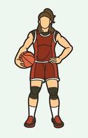 baloncesto hembra jugador en pie vector