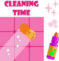 vector illustration cleaning washing tiles in the bathroom