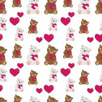 vector illustration seampless pattern bears brown and polar with hearts