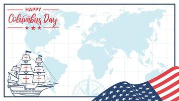 happy columbus day greeting card background banner with copy text space area wallpaper poster vector