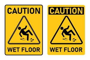 caution wet floor slippery after cleaning yellow printable sign template design illustration vector