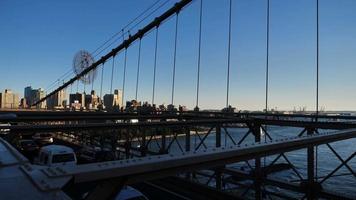 View of the city of Manhattan from above the Brooklyn Bridge video