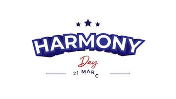 armonia giorno animato lettering testo, australiano celebrare su 21 marzo video